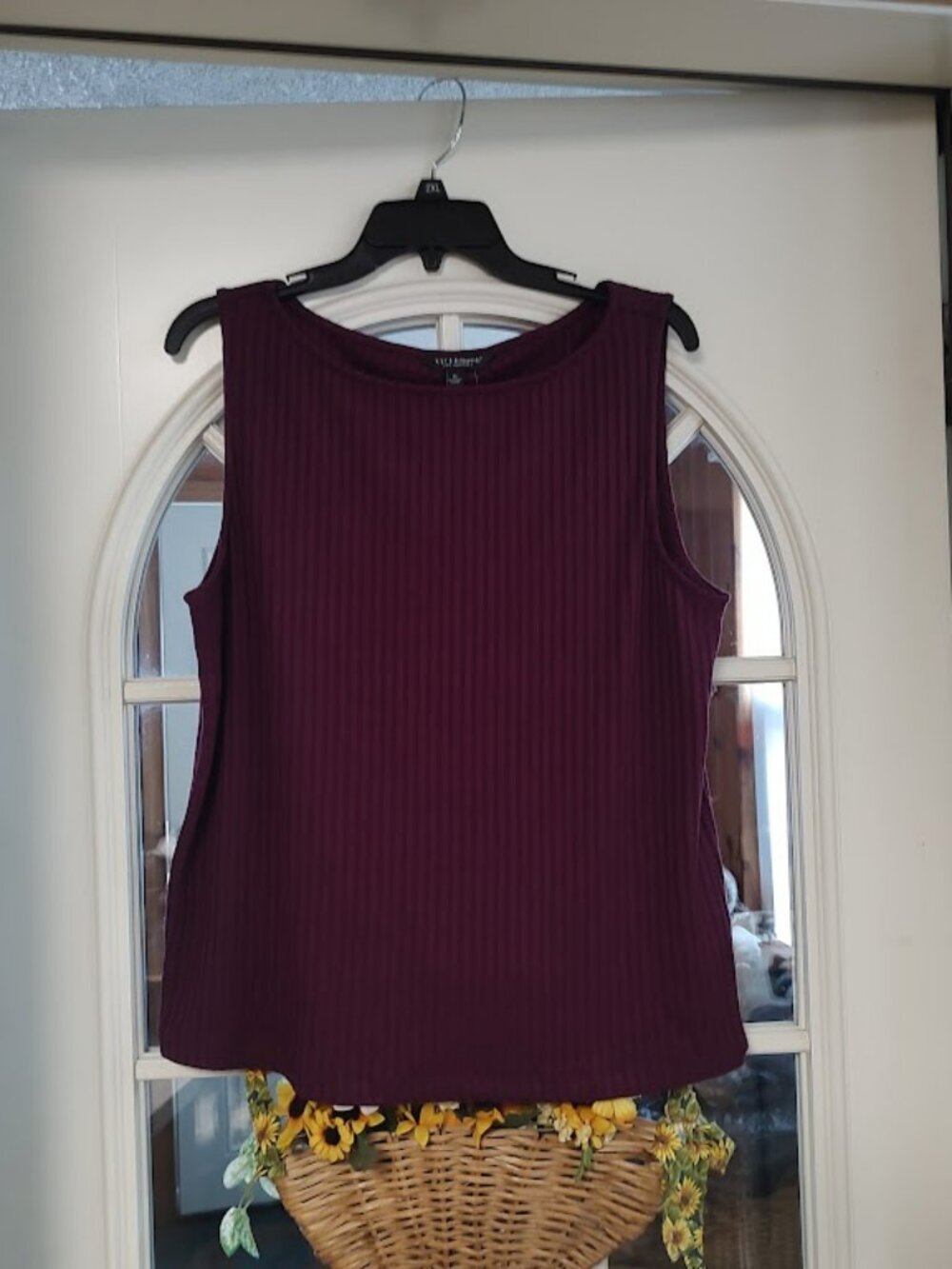 New Liverpool Ophelia Boat Neck Rib Knit Purple Sleeveless Top Size Women's XL